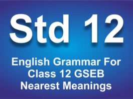 English Grammar For Class 12 GSEB Nearest Meanings