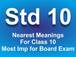 Nearest Meanings For Class 10 Most Imp for Board Exam