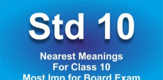 Nearest Meanings For Class 10 Most Imp for Board Exam